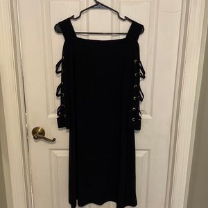 MSK navy blue should/arm cut-out dress size L